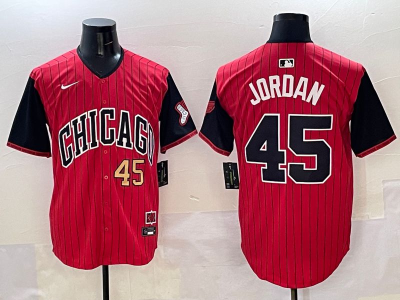Men Chicago White Sox 45 Jordan Red Stripe Joint Name 2025 Nike MLB Jersey style 4